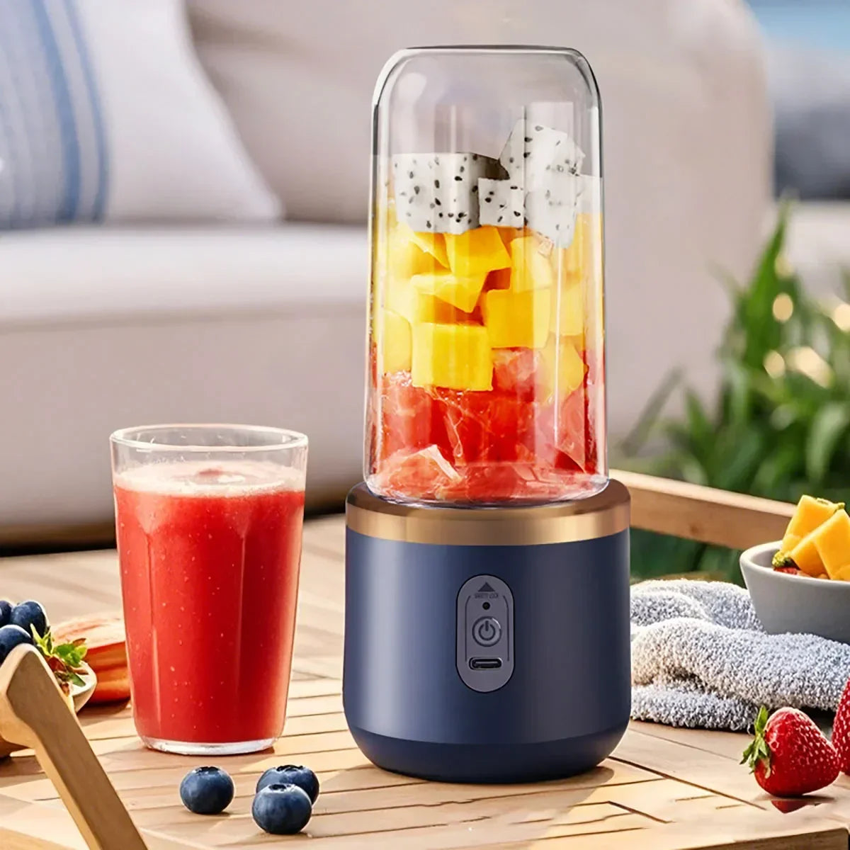 Oplaadbare blender met draagriem - roestvrij staal