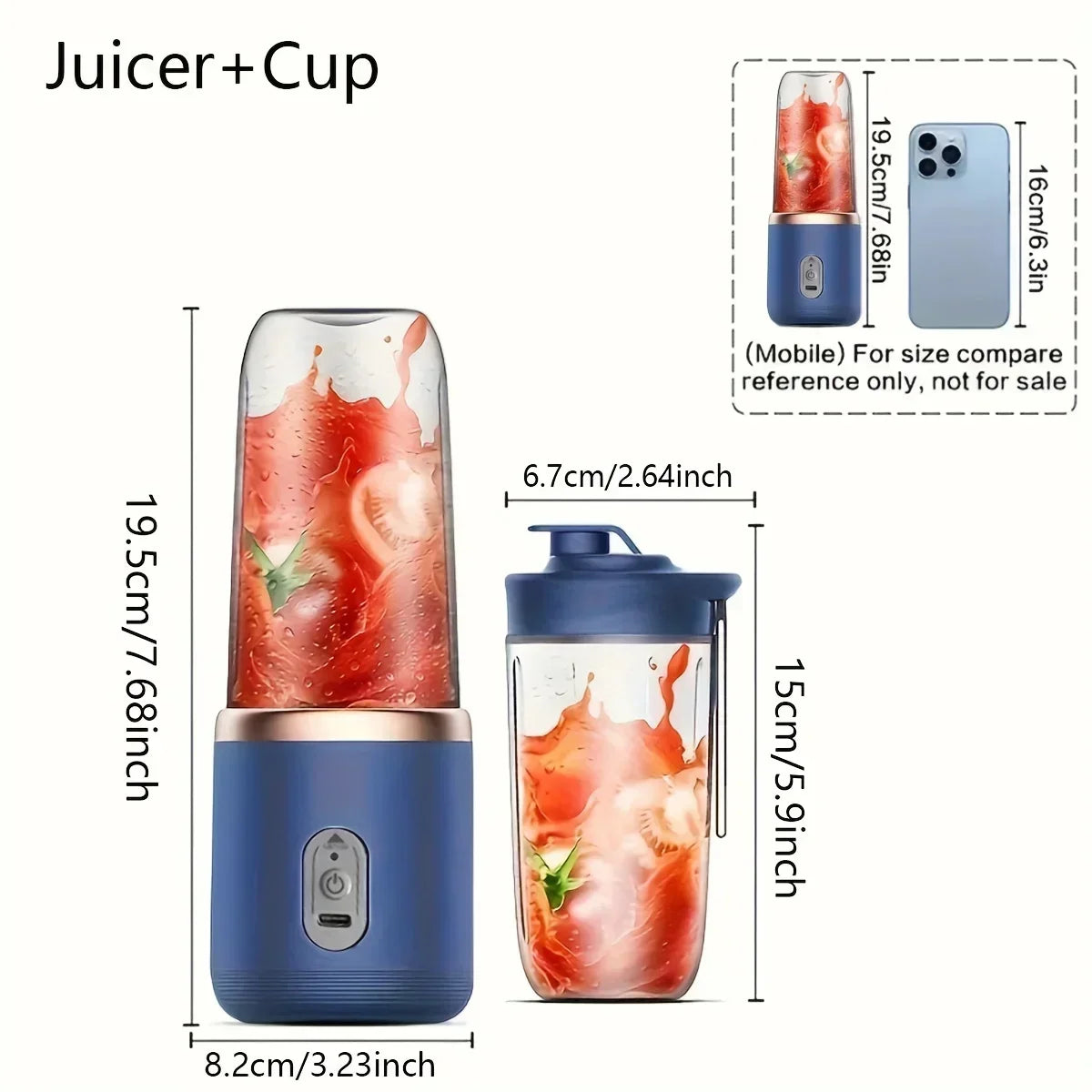 Oplaadbare blender met draagriem - roestvrij staal